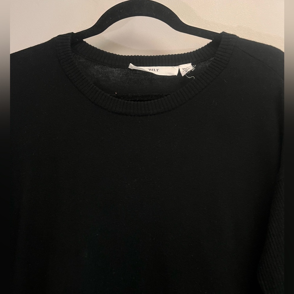 WILT Women’s Black Long Sleeve Oversized Crewneck Sweater - size Medium - Picture 6 of 12